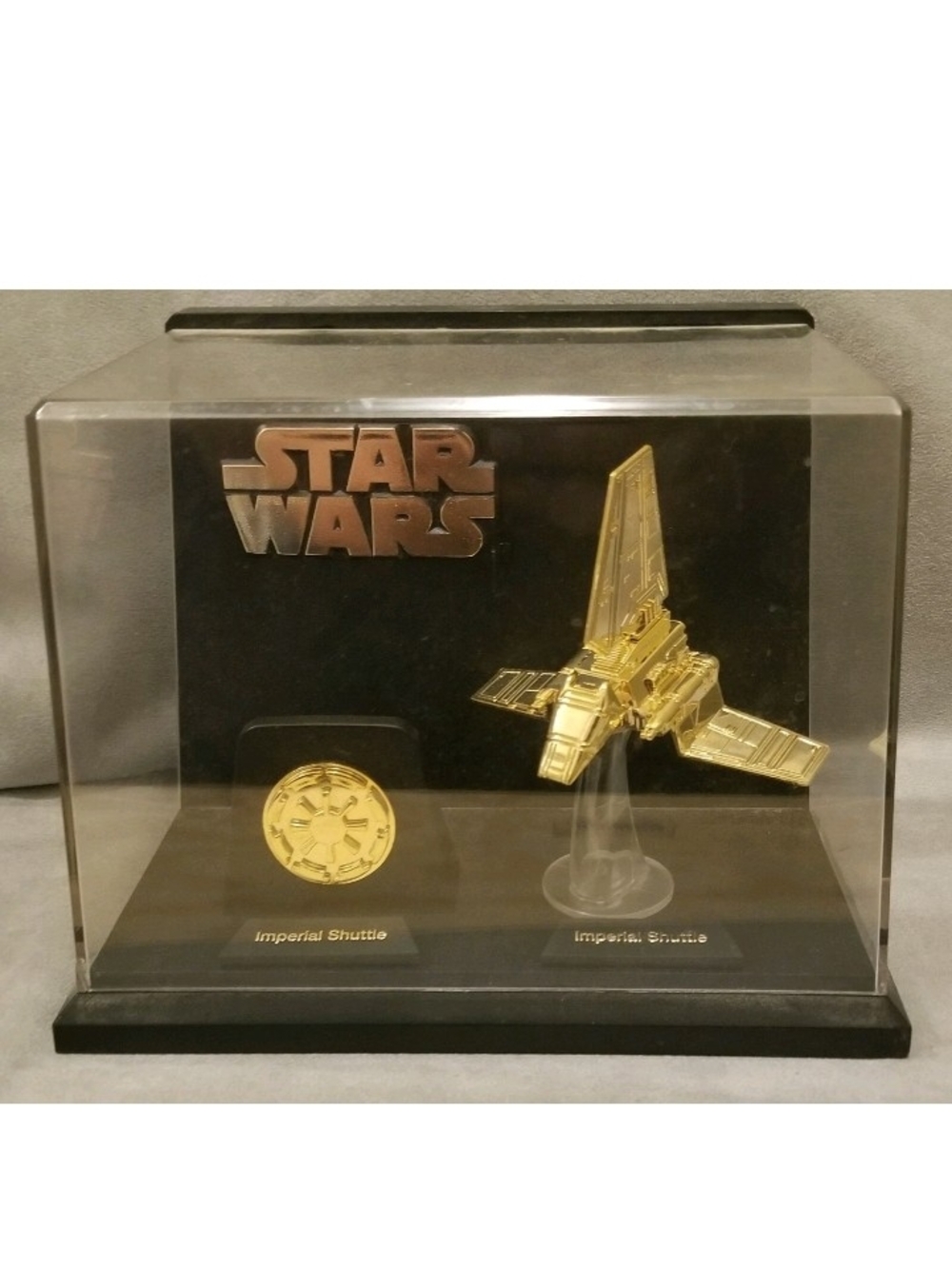 Star Wars Gold Imperial Shuttle Display Case with Emblem